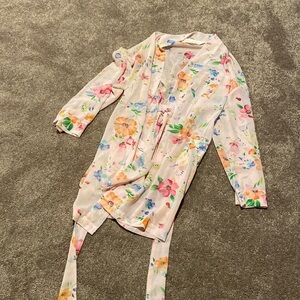Victoria’s Secret Sheer Floral Chiffon Kimono Robe Tie Front SIZE OS